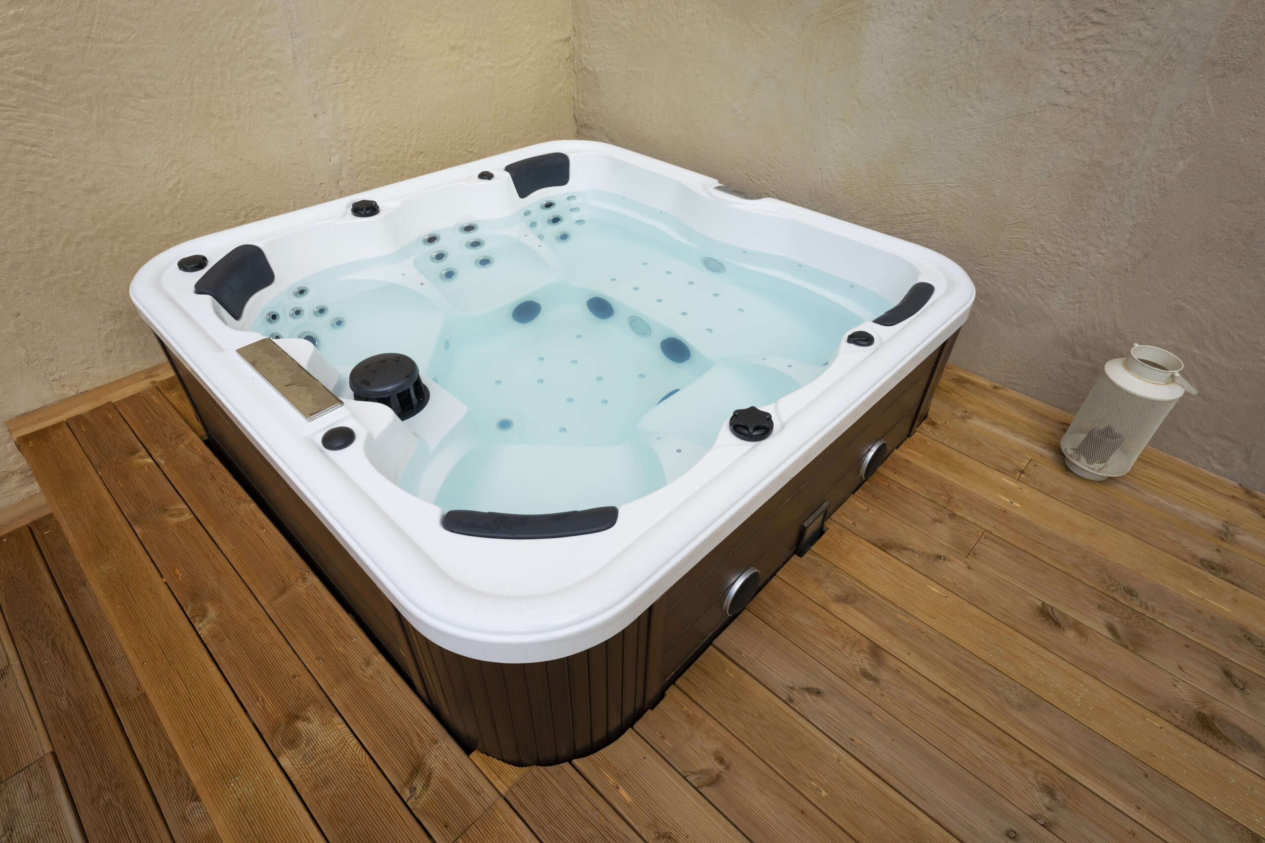 Jacuzzi on wooden floor in a house, France
